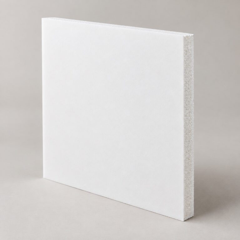 Weiße Weichschaumplatte mit sichtbarem Materialkern